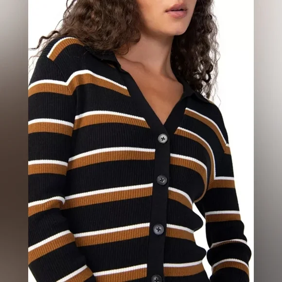 Sanctuary Your Love Striped Button Ribbed Cardigan Sweater Top - Picture 5 of 9